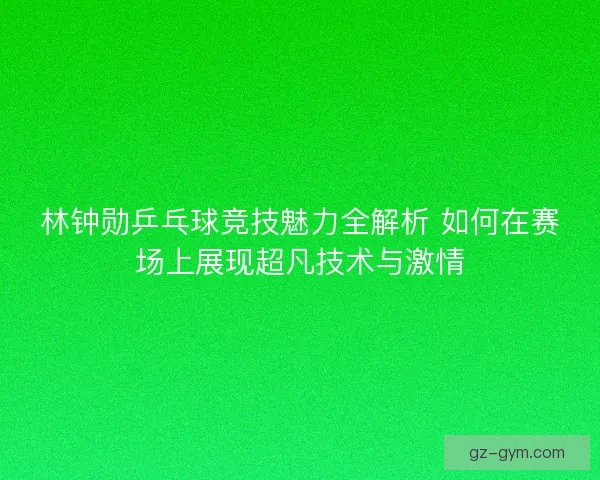 林钟勋乒乓球竞技魅力全解析 如何在赛场上展现超凡技术与激情